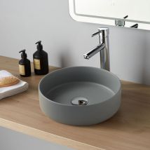 Planetebain - Vasque À Poser Andria Ø37cm - Gris Mat -rebords Fins