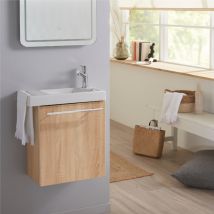 Planetebain - Ensemble Lave Mains Oak Bordolino Avec Lave Mains Porte Serviette Et Mitigeur