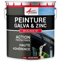 Peinture Galva Zinc Toiture Gouttière : Arcalaque 301. Rouge Brun - Ral 3011 - 2.5 L - Arcane Industries