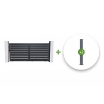 Casanoov - Portail Coulissant 3,5m Vogel H.140cm + 2 Poteaux H.166cm Aluminium Gris