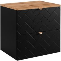 Furnidea - Meuble Sous Vasque Madis Noir 60 Cm Avec Le Plan Chêne