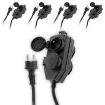 Lot De 5 Boîtiers De Dérivation 4 Prises Ip44 5m - Noir - Zenitech