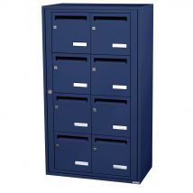Bloc Collectif Leabox.com, 2x4, Grade 3, Simple Face, Intérieur, Fixation Murale, Bleu Saphir Ral 5003 Finition Brillante