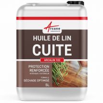 Huile De Lin Cuite Pour Entretien Des Bois, Parquets, Meubles, Terrasse, Pierres Naturelles - 5 L - Arcane Industries