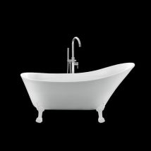 Rogier & Mothes - Baignoire Ancienne Rétro Sur Pieds Balmain Blanche 161 Cm Pieds De Lion Blancs