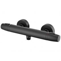 Auralum Max Mitigeur De Douche Thermostatique À Fixation Murale Anti-brûlure, Robinet D'eau Chaude/froide,température Constante De 38°,noir