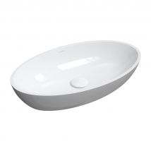 Omnires - Vasque À Poser Siena Gris 60 X 35 Cm Blanc- Gris Brillant Bonde De Vidage Blanche Incluse