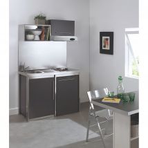 Moderna - Meuble Haut Sur Hotte, Métalline, 1 Abattant Métal Thermolaqué Anthracite 60 Cm