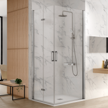 Kassandra - Paroi De Douche Accès En Angle Nardi 1 Porte Pivotante 80 Cm + 1 Porte Pliante 80 Cm À Gauche