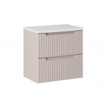 Furnidea - Meubles Suspendu Sous Vasques Avec Tiroirs Nova Cachemire 60 Cm Et Le Plan Blanc