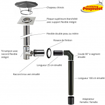 Cheminees Poujoulat - Kit N°2 Raccordement Mural Conduit Tubage + Émaillé Pour Poêles À Bois Sortie Supérieure - Poujoulat Diamètre Du Conduit 130 