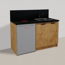 Valino - Pack Complet Kitchenette Chêne Golden 140cm + Electro
