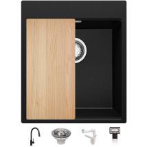 Primagran - Evier Cuisine en Granit Noir Metallic 43x50cm