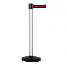 Novap - Poteau Alu Anodisé À Sangle Noir/rouge 3m X 50mm Sur Socle Portable - 2010580