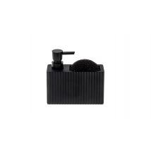 Primagran Distributeur Liquide Vaisselle Porte Eponge, Distributeur De Savon Cuisine Liquide Noir 375 Ml, Organisateur Cuisine Rectangulaire