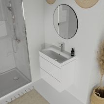 Planetebain - Meuble Salle De Bain-60x37.5cm-gain De Place-blanc Brillant-moduo Slim