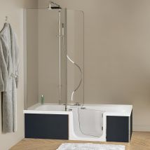 Kinedo - Baignoire À Porte Pmr Duo Pack Design 2 160x75 Pose En Niche Espace Douche À Droite Tête Bain À Gauche Tablier Inclus