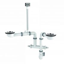 Valentin - Vidage Gain D'espace Tbxp, Pour Évier 2 Cuves Ø90mm, H. 65mm, Avec Trop-plein