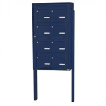 Bloc Collectif Leabox.com, 2x4, Grade 3, Simple Face, Extérieur, Fixation Sur Pieds À Sceller, Bleu Saphir Ral 5003 Finition Brillante