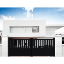 Portail Packit - Portail aluminium coulissant semi-ajouré en kit dimensions L.3500 (entre piliers) X H.1300 mm Couleurs Noir (RAL 9005)