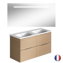 Burgbad - Meuble double vasque 120 cm BURGBAD Olena chêne clair + miroir