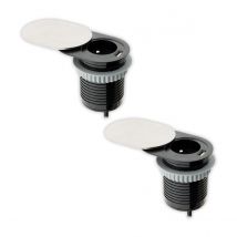 Lot De 2 Blocs Prises Encastrables Compact - 2p+t 16a - Clapet À Glissière - Port Usb - Plan De Travail - Noir - Otio