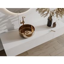Vente-unique - Vasque à poser ronde en céramique - Effet cuivre - 36 cm - KANELLE II