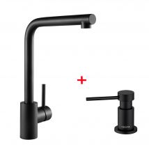 Cecipa Max Mitigeur De Cuisine, Robinetterie Noir En Acier Inox, Robinet De Cuisine Rotatif À 360 ° + Distributeur De Savon De Cuisine Noir