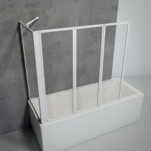 Schulte Pare-baignoire, 127x75x120cm, Pare-baignoire D'angle Sans Percer, Paroi De Baignoire À Coller, Rabattable, Verre 3mm, Transparent, Blanc