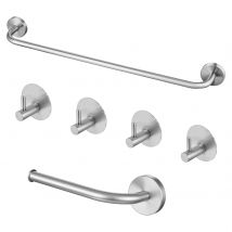 Auralum Max Ensemble Salle Bain Accessoire 6 Pièces,auto-adhésif Ou Percer,porte-serviettes,porte-papier Toilette,crochet Mural,en Inox,brossé