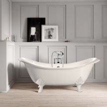 Rogier & Mothes - Baignoire sur pieds en fonte KINGSTON Blanche 182 cm Pieds blancs