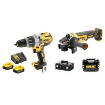 Pack 2 Outils 18v (dcd996 Dcg405) + 2 Batteries 5ah + Chargeur + Coffret Tstak Dewalt Dck2090p2t