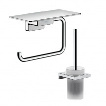 Porte-brosse Wc Hansgrohe Addstoris + Porte-papier Wc Avec Tablette Chromé