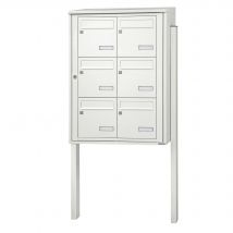 Bloc Collectif Leabox.com, 2x3, Grade 3, Simple Face, Extérieur, Fixation Sur Pieds À Sceller, Blanc Pur Ral 9010 Finition Brillante