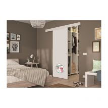 Optimum - Kit Porte Coulissante + Rail + Bandeau Pret A Peindre - H.204xl.83xp.4 Cm - Blanc
