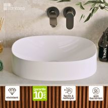 Lavaberg - Vasque à poser OSCAR Minéral Composite Blanc Brillant Ovale 48*38*H11.7cm - LAVABERG by Sanizéo