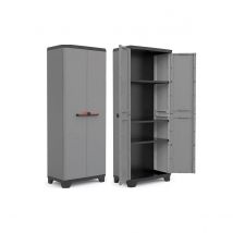 Armoire De Rangement 38 X 39 X 173 Cm 2 Portes 3 Étagères 15kg Réglables Grise Intérieur / Exterieur Keter