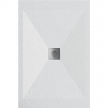 Stano - Receveur de douche 70x110 cm extra plat DEXA en résine surface ardoisée blanc Grille inox