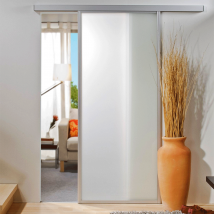 Schulte Porte Coulissante En Verre, 86x203cm, Porte Coulissante Intérieur, Porte Vitrée, Verre Blanc Mat, Cadre Alu