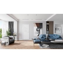 Optimum - Bloc Porte Atelier - 204 Cm X 83 Cm - Aluminium Blanc Verre Depoli Blanc - Poussant Droit -