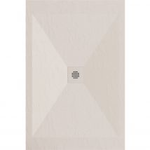 Stano - Receveur de douche 70x210 cm extra plat DEXA en résine surface ardoisée beige Grille beige