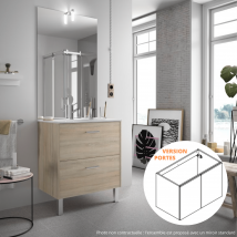 Salgar - Meuble De Salle De Bain 70 Cm Couleur Chêne Calédonie Option A Suspendre Rangements 2 Portes