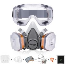 Airgear Pro - Airgearpro G-500 Masque De Protection Respiratoire Réutilisable, Anti Poussière, Anti Gaz Avec Filtres Et Lunettes De Protection Idéal 