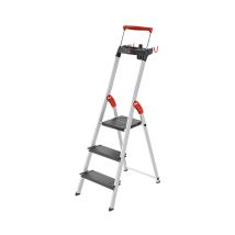 Escabeau De Sécurité Pliable En Aluminium 3 Marches Larges Hailo L100