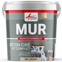 Béton Ciré - Kit Béton Ciré Murs - 10 M² - Satinée - Lin Beige - Arcane Industries