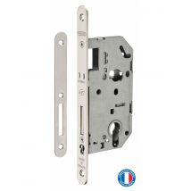 Thirard - Boitier De Serrure Encastrable Unimax Nf À Cylindre Pour Entrée, Pêne Dorm. Seul, Axe 50mm, Bouts Ronds, Nickelé