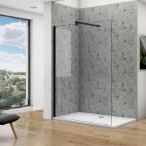 Ocean Sanitaire - Océan Paroi De Douche Noire 160x200cm Profilé Noir Avec Une Barre De Stabilisation 90cm