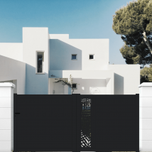 Portail Packit - Portail aluminium coulissant découpe laser en kit dimensions Couleurs Noir (RAL 9005)