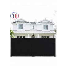 Portail Packit - Portail Aluminium Coulissant Plein En Kit Dimensions L.3000 (entre Piliers) X H.1700 Mm Couleurs Noir (ral 9005)