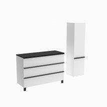 Allibert - Meuble De Salle De Bain Santiago 120cm + Plan Vasque À Poser + Colonne Blanc Et Noir